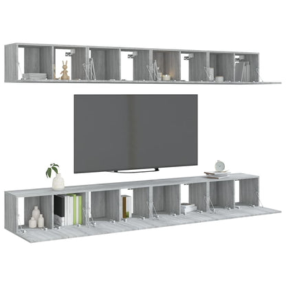 Tv Skříňky 8 Ks Šedé Sonoma 60 X 30 X 30 Cm Kompozitní Dřevo