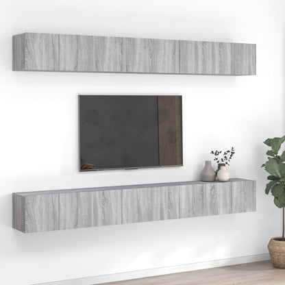 Tv Skříňky 8 Ks Šedé Sonoma 60 X 30 X 30 Cm Kompozitní Dřevo