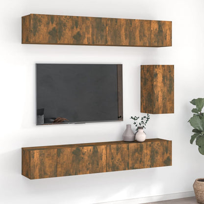 7Dílný Set Tv Skříněk Betonově Šedý Kompozitní Dřevo