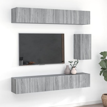 7Dílný Set Tv Skříněk Betonově Šedý Kompozitní Dřevo