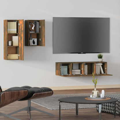 4Dílný Set Tv Skříněk Kouřový Dub Kompozitní Dřevo