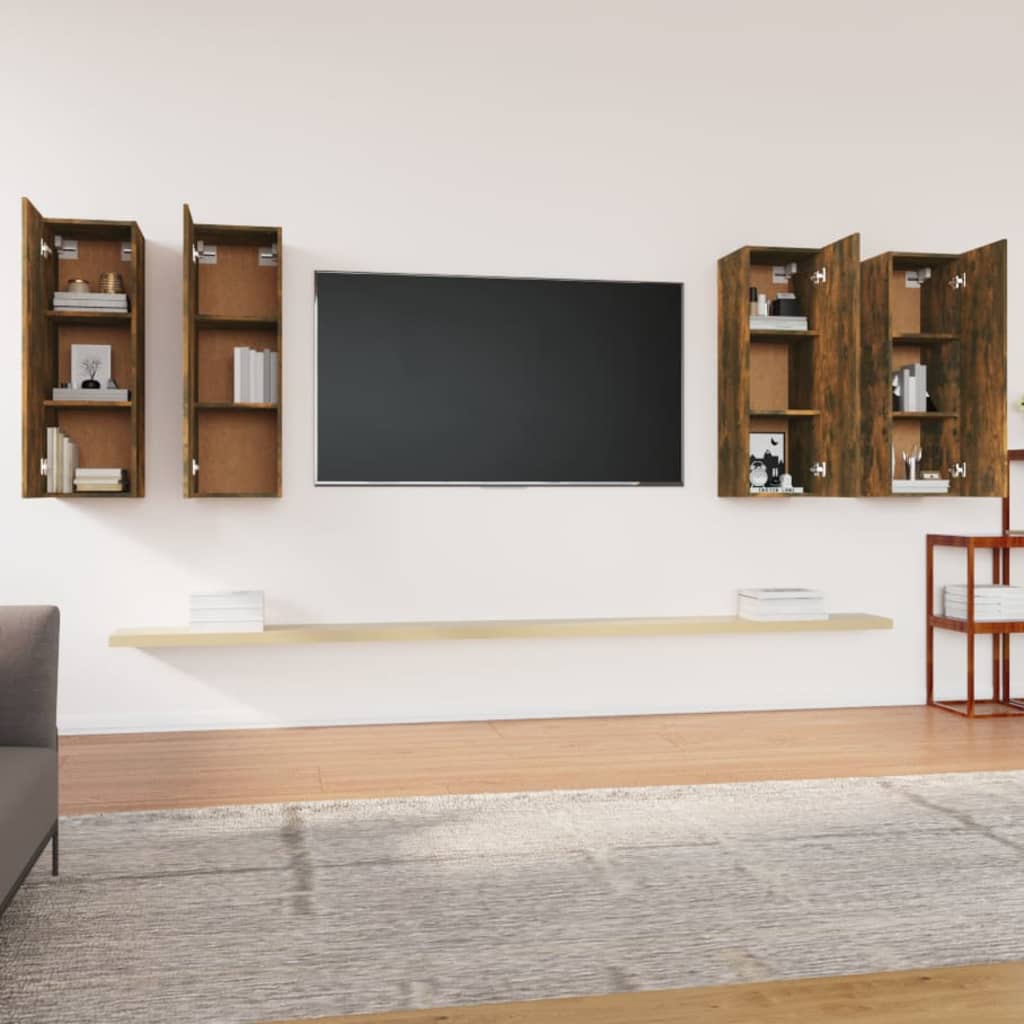 Tv Skříňky 4 Ks Kouřový Dub 30,5 X 30 X 90 Cm Kompozitní Dřevo