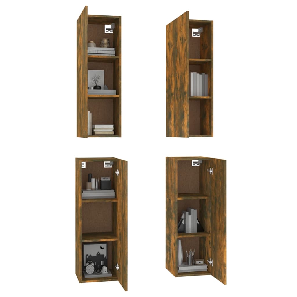 Tv Skříňky 4 Ks Kouřový Dub 30,5 X 30 X 90 Cm Kompozitní Dřevo