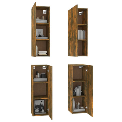 Tv Skříňky 4 Ks Kouřový Dub 30,5 X 30 X 90 Cm Kompozitní Dřevo