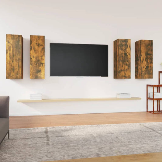 Tv Skříňky 4 Ks Kouřový Dub 30,5 X 30 X 90 Cm Kompozitní Dřevo