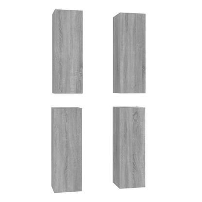 Tv Skříňky 4 Ks Šedé Sonoma 30,5 X 30 X 90 Cm Kompozitní Dřevo