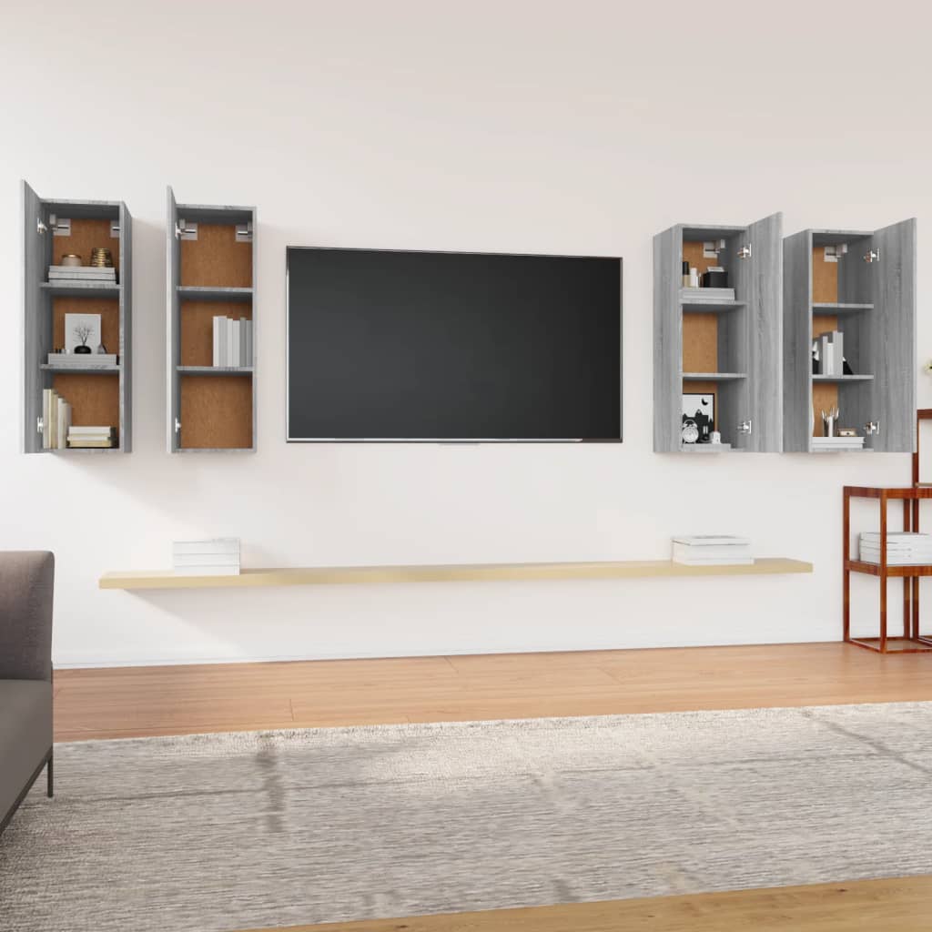 Tv Skříňky 4 Ks Šedé Sonoma 30,5 X 30 X 90 Cm Kompozitní Dřevo