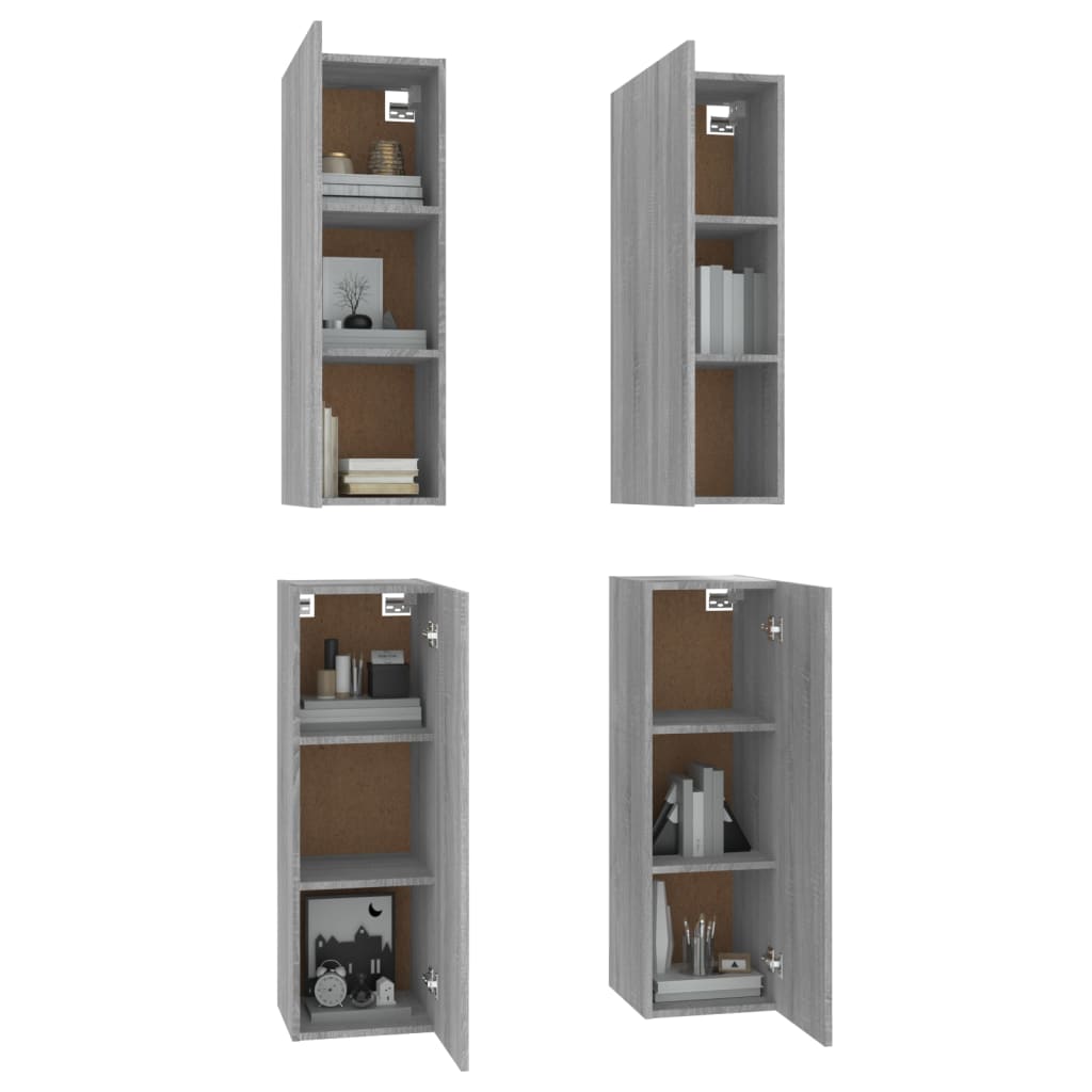 Tv Skříňky 4 Ks Šedé Sonoma 30,5 X 30 X 90 Cm Kompozitní Dřevo