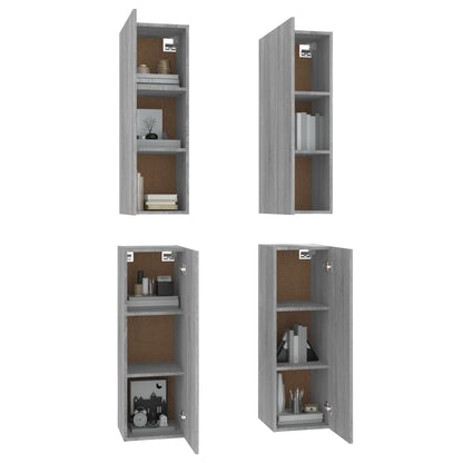 Tv Skříňky 4 Ks Šedé Sonoma 30,5 X 30 X 90 Cm Kompozitní Dřevo