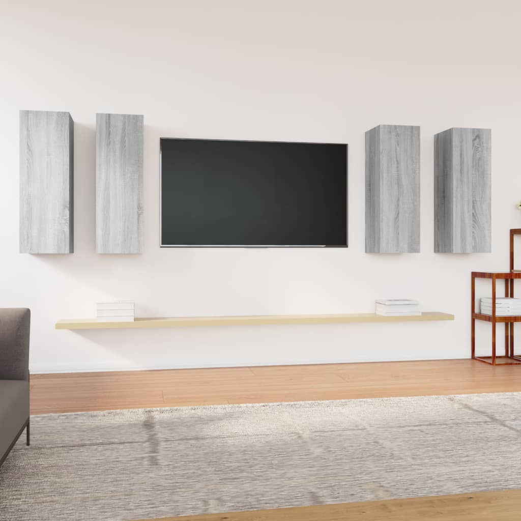 Tv Skříňky 4 Ks Šedé Sonoma 30,5 X 30 X 90 Cm Kompozitní Dřevo