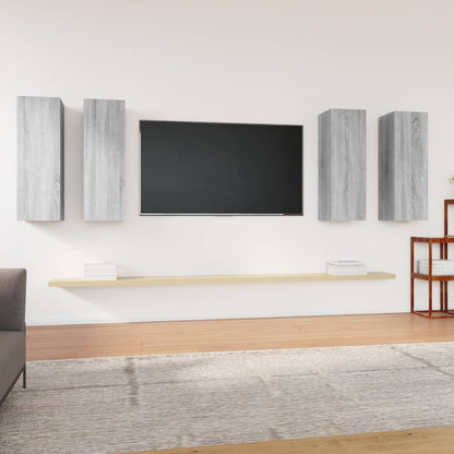 Tv Skříňky 4 Ks Šedé Sonoma 30,5 X 30 X 90 Cm Kompozitní Dřevo