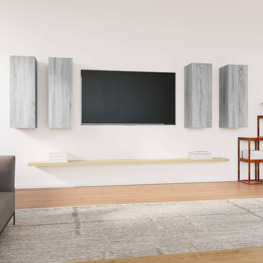 Tv Skříňky 4 Ks Šedé Sonoma 30,5 X 30 X 90 Cm Kompozitní Dřevo