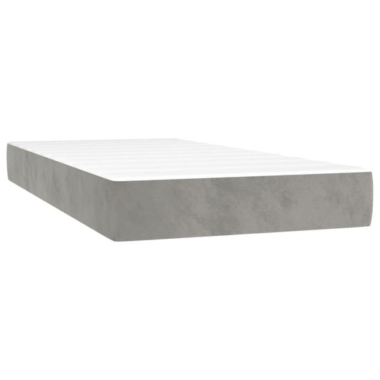 Taštičková Matrace Střední Tvrdost Světle Šedá 100 X 203 X 20 Cm Samet