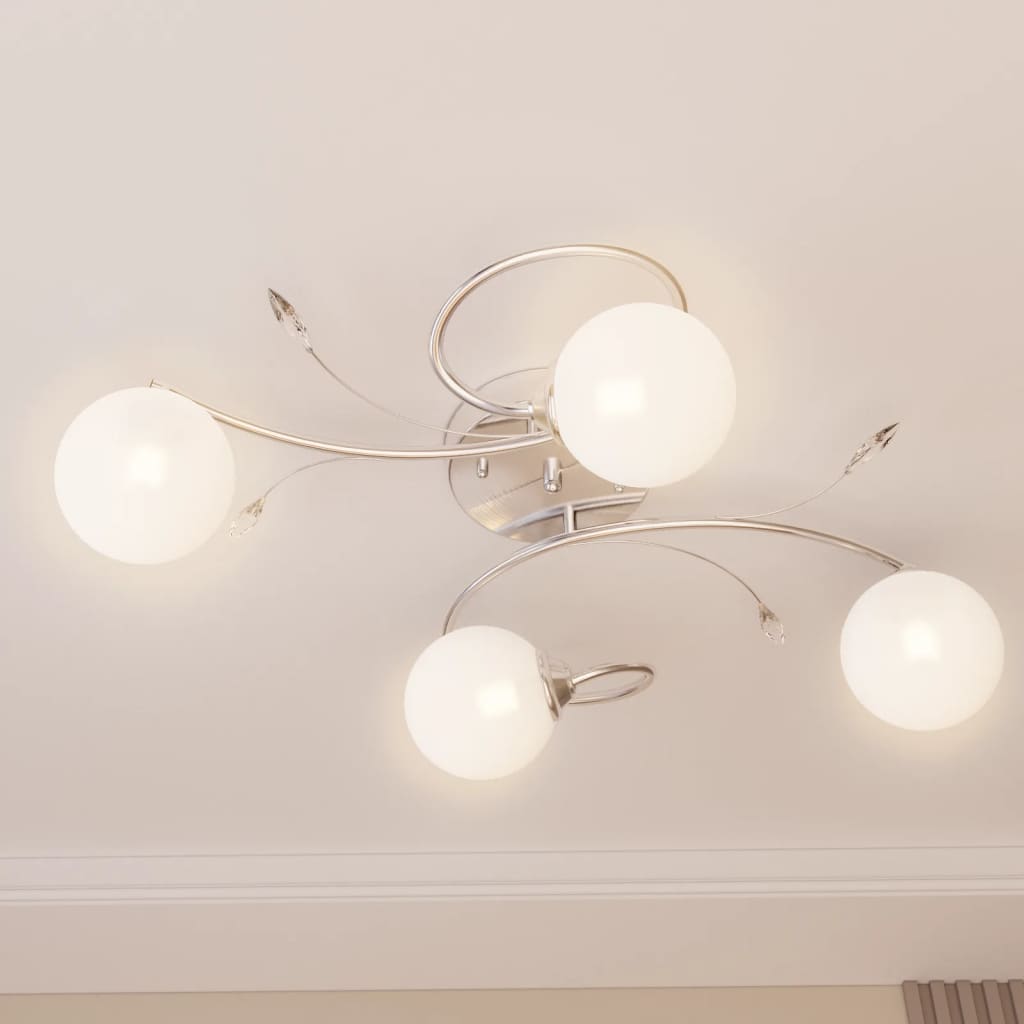 Stropní Svítidlo S Kulatými Drátěnými Stínidly Pro 4 Led G9 Béžovo-Černá