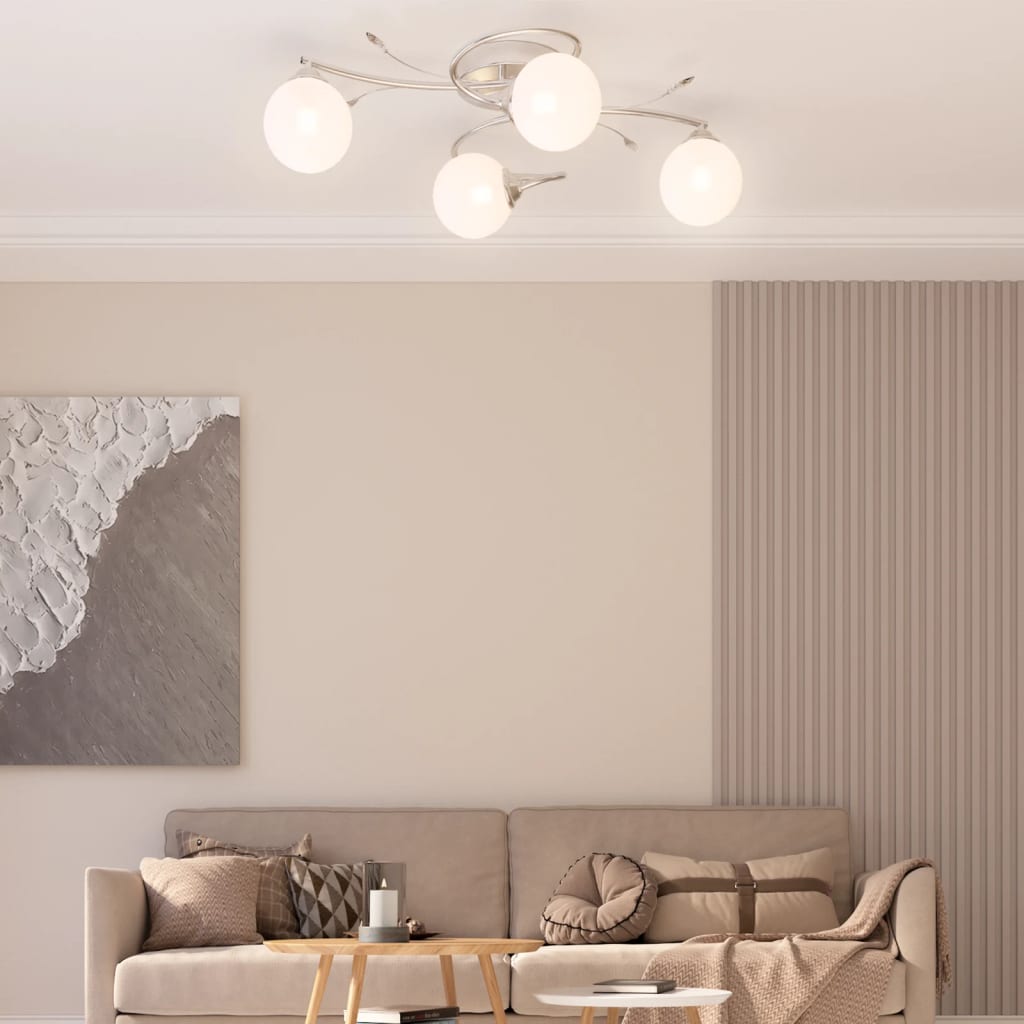 Stropní Svítidlo S Kulatými Drátěnými Stínidly Pro 4 Led G9 Béžovo-Černá