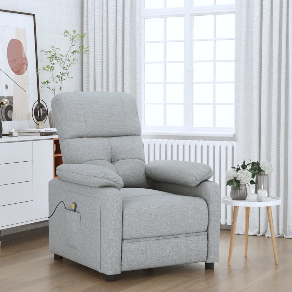 Masážní Křeslo Světle Šedé Textil