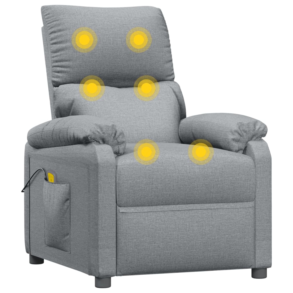 Masážní Křeslo Světle Šedé Textil