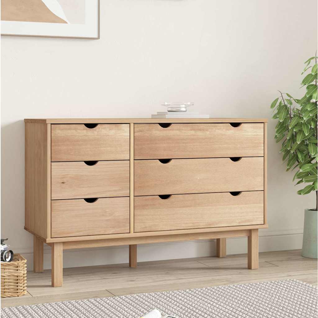 Zásuvková Komoda Otta Hnědá A Šedá 111X43X73,5 Cm Borové Dřevo