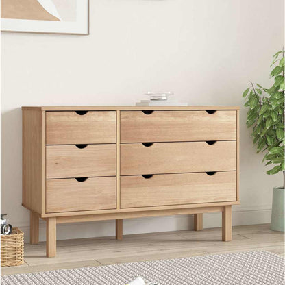 Zásuvková Komoda Otta Hnědá A Šedá 111X43X73,5 Cm Borové Dřevo
