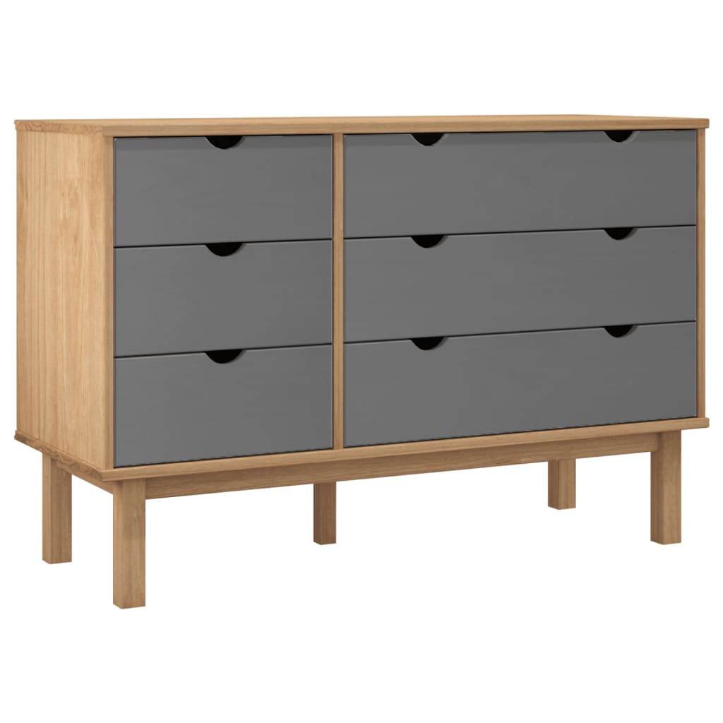 Zásuvková Komoda Otta Hnědá A Šedá 111X43X73,5 Cm Borové Dřevo
