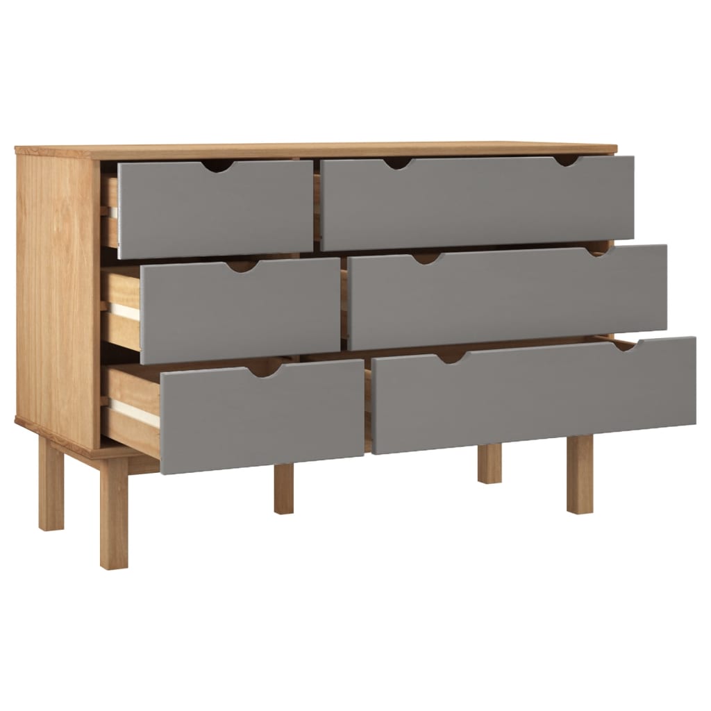 Zásuvková Komoda Otta Hnědá A Šedá 111X43X73,5 Cm Borové Dřevo
