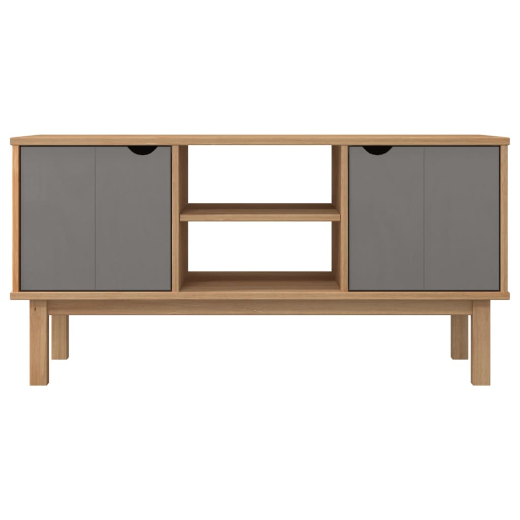 Tv Skříňka Otta Hnědá A Šedá 113,5X43X57 Cm Masivní Borovice