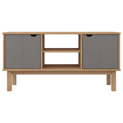 Tv Skříňka Otta Hnědá A Šedá 113,5X43X57 Cm Masivní Borovice