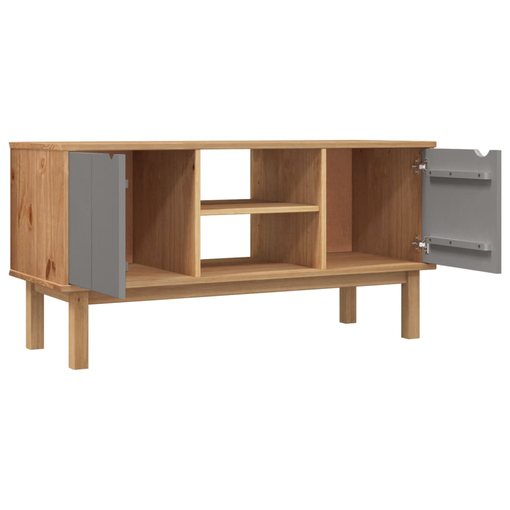 Tv Skříňka Otta Hnědá A Šedá 113,5X43X57 Cm Masivní Borovice