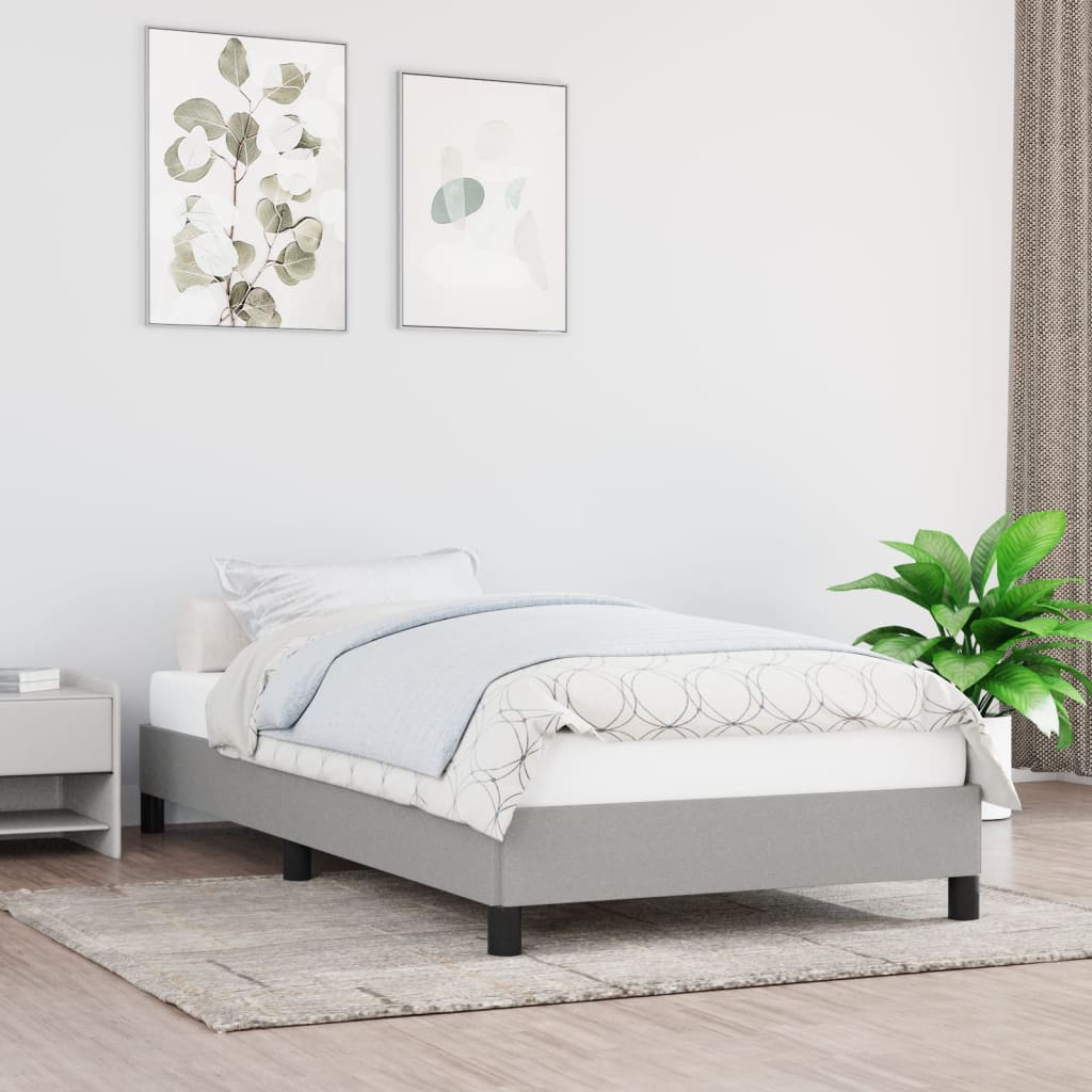 Rám Postele Bez Matrace Světle Šedý Textil Světle Šedá