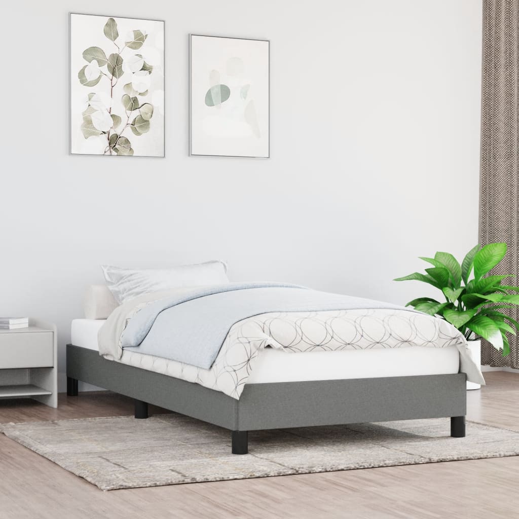 Rám Postele Bez Matrace Tmavě Šedý Textil Tmavě Šedá