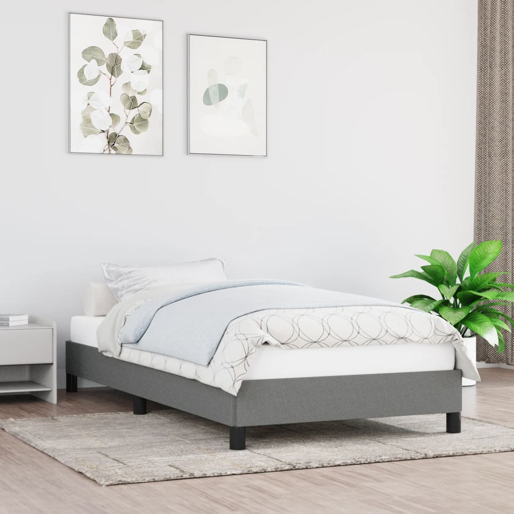 Rám Postele Bez Matrace Tmavě Šedý Textil Tmavě Šedá