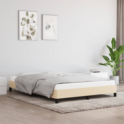 Rám Postele Bez Matrace Krémový Textil Krémová