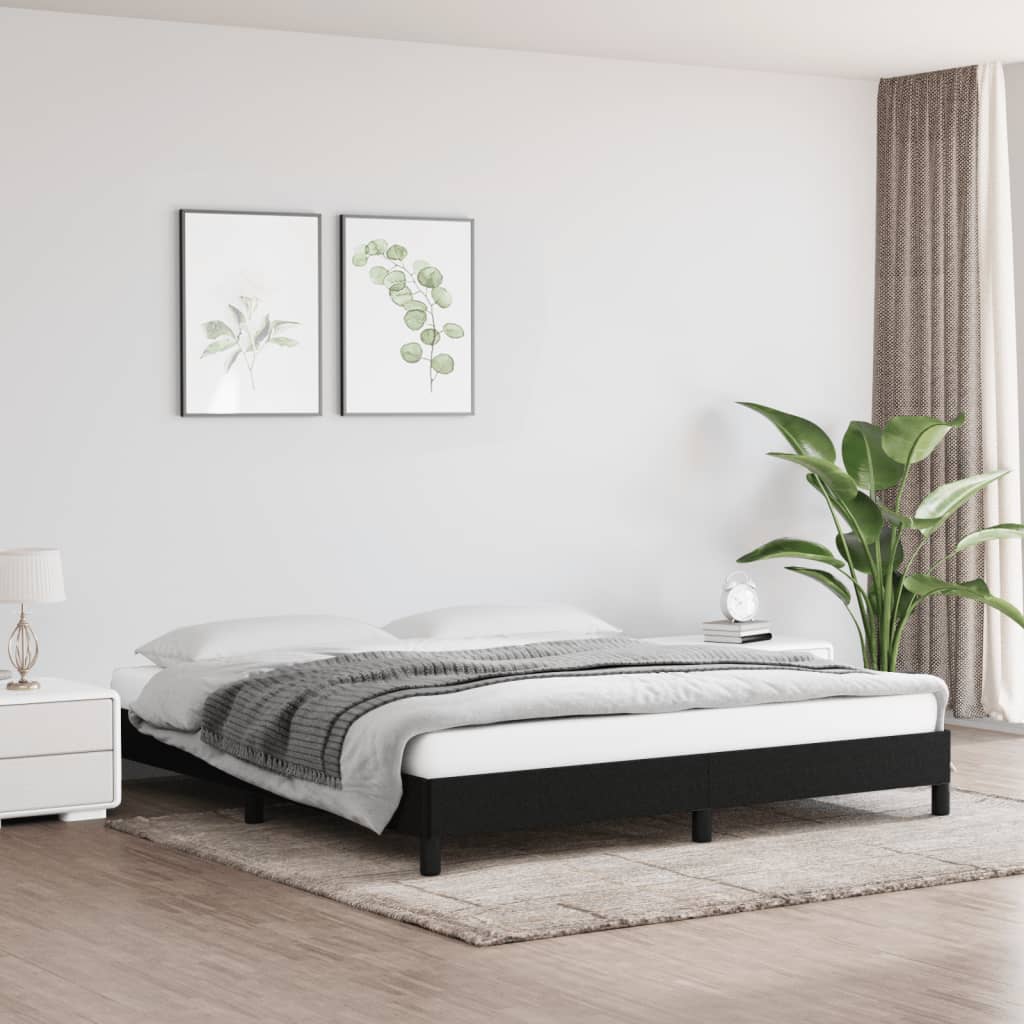 Rám Postele Bez Matrace Černý Textil Černá