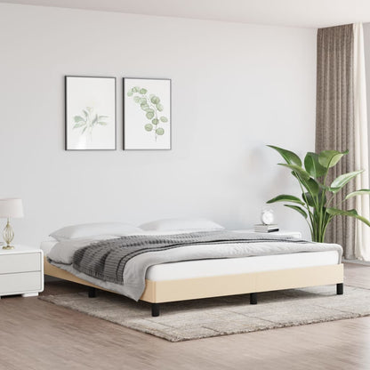 Rám Postele Bez Matrace Krémový Textil Krémová