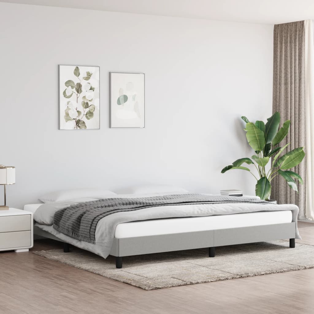 Rám Postele Bez Matrace Světle Šedý Textil Světle Šedá