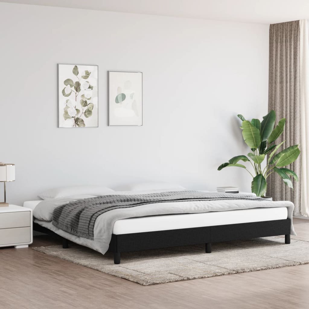 Rám Postele Bez Matrace Černý Textil Černá