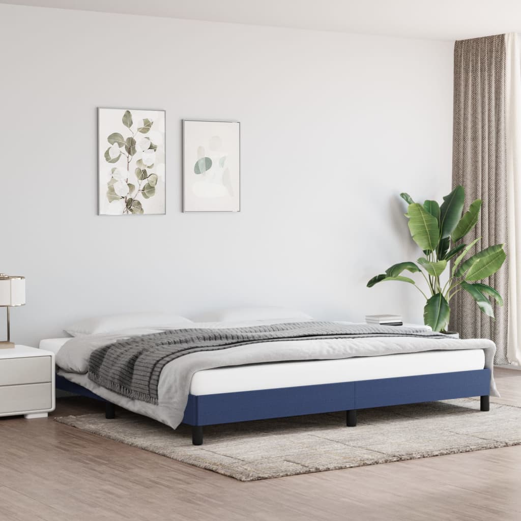 Rám Postele Bez Matrací Textil Modrá