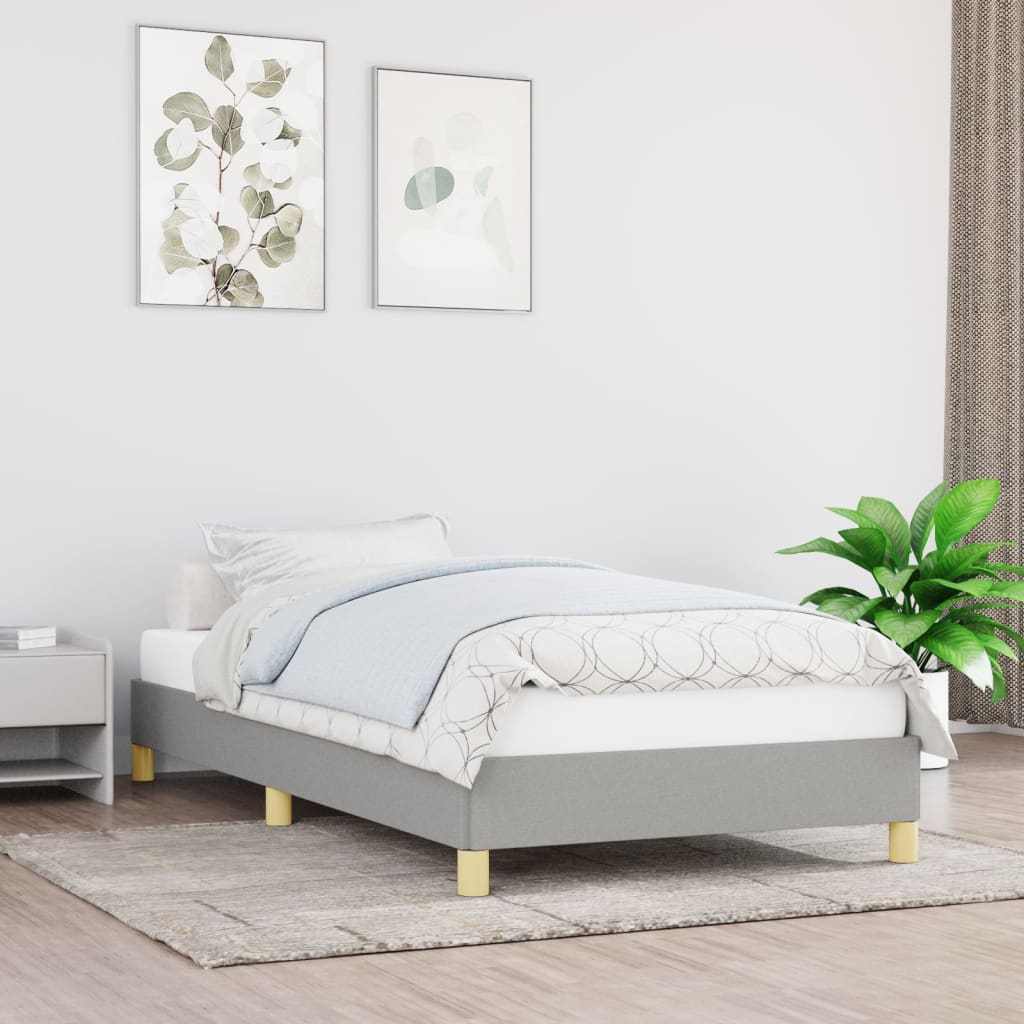 Rám Postele Bez Matrace Světle Šedý Textil Světle Šedá