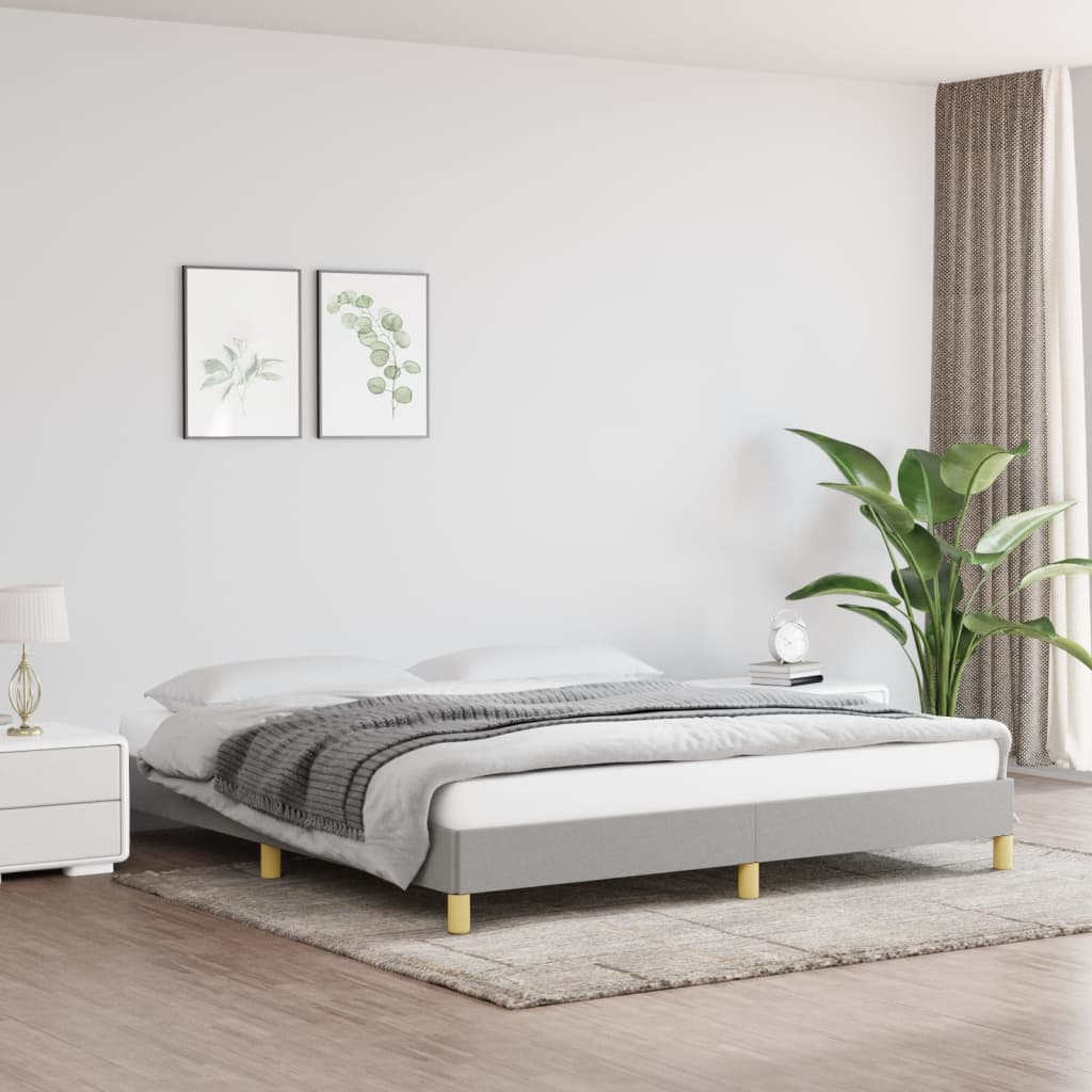 Rám Postele Bez Matrace Světle Šedý Textil Světle Šedá