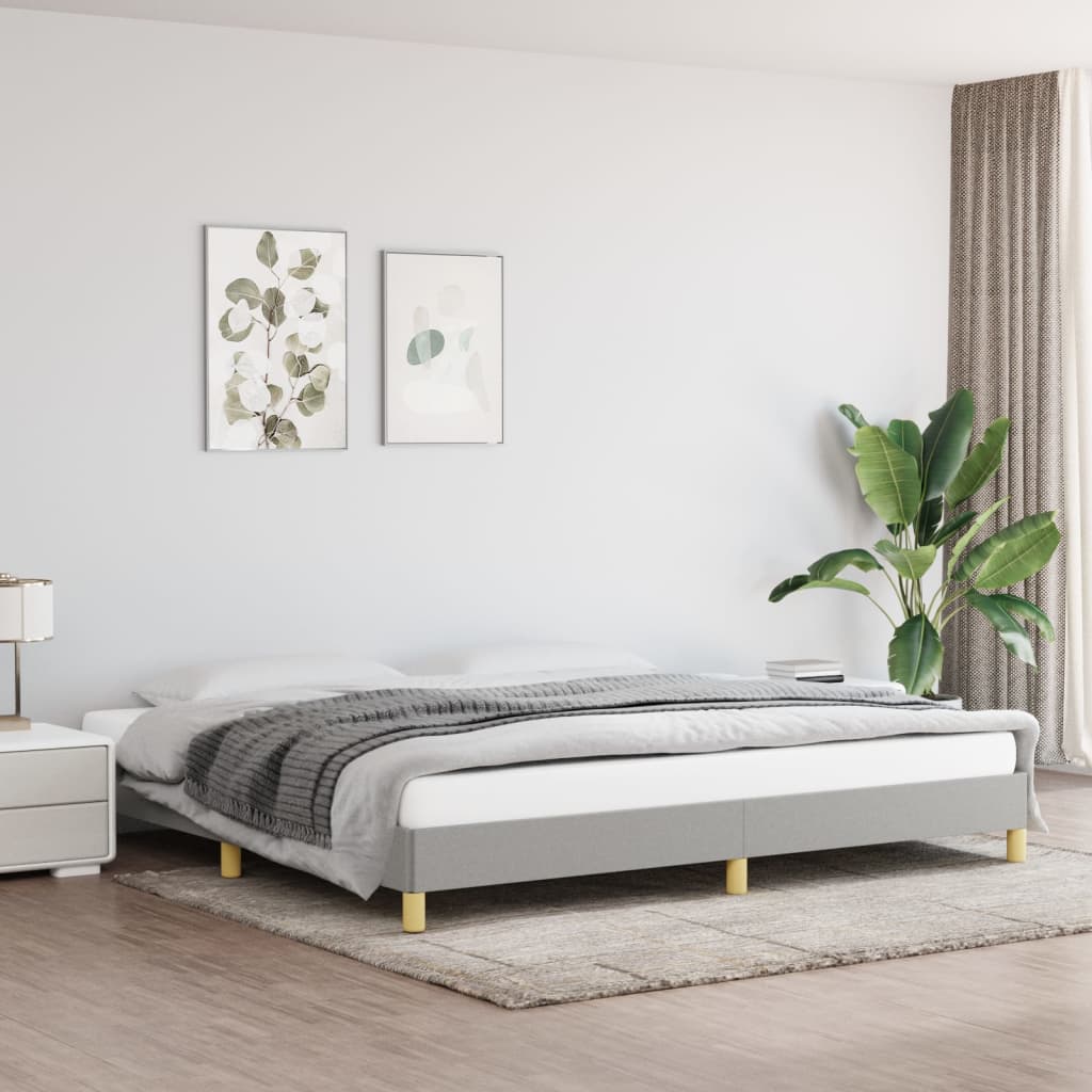 Rám Postele Bez Matrace Světle Šedý Textil Světle Šedá
