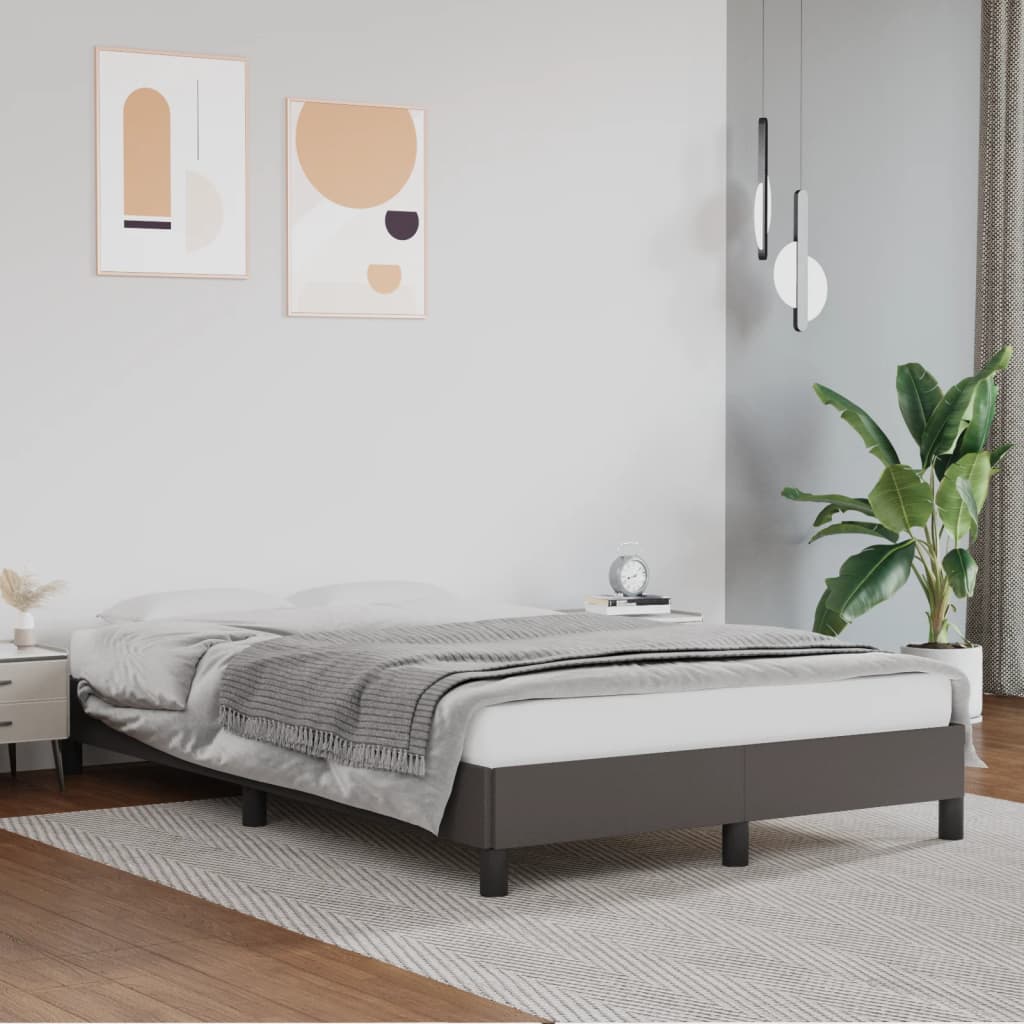 Rám Postele Šedý Umělá Kůže Šedá