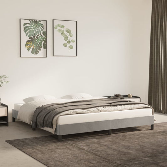 Rám Postele Bez Matrace Světle Šedý Samet Světle Šedá