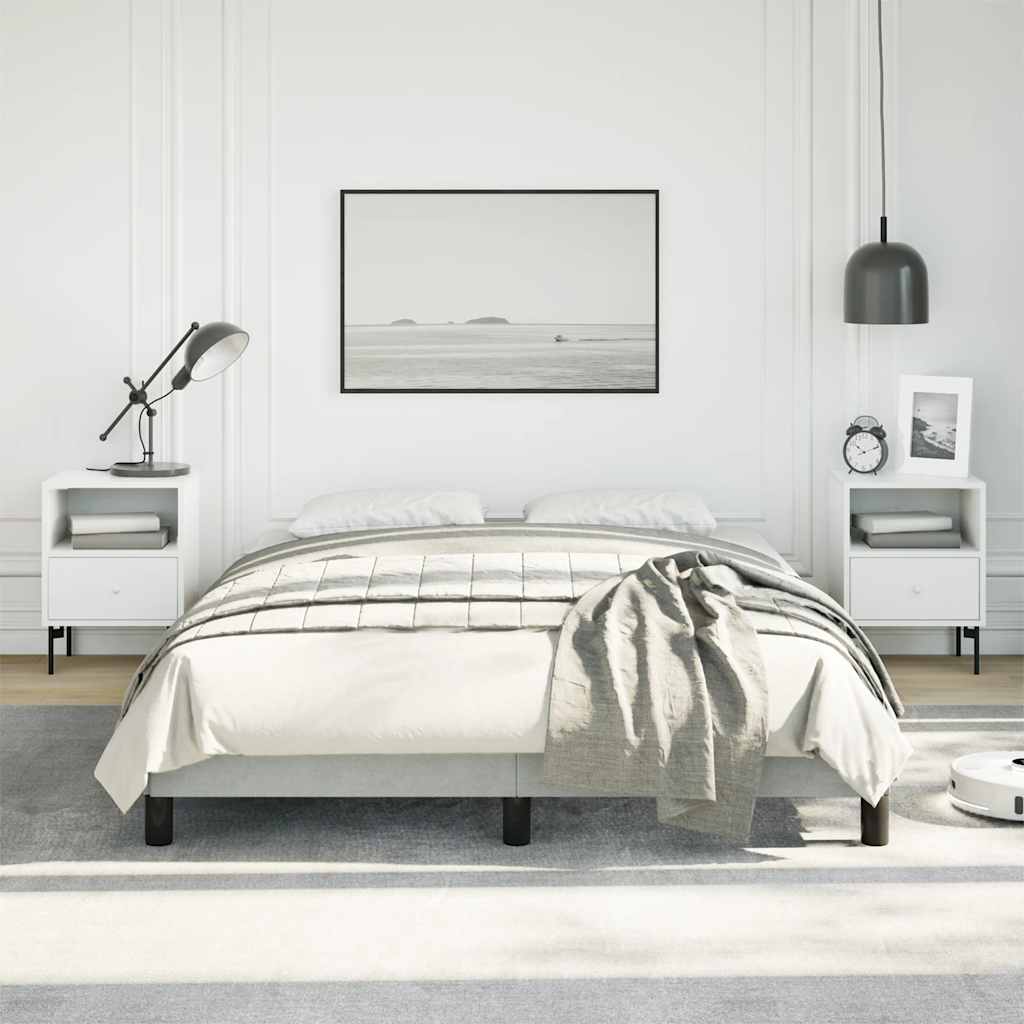 Rám Postele Bez Matrace Světle Šedý 137 X 190 Cm Plný Samet