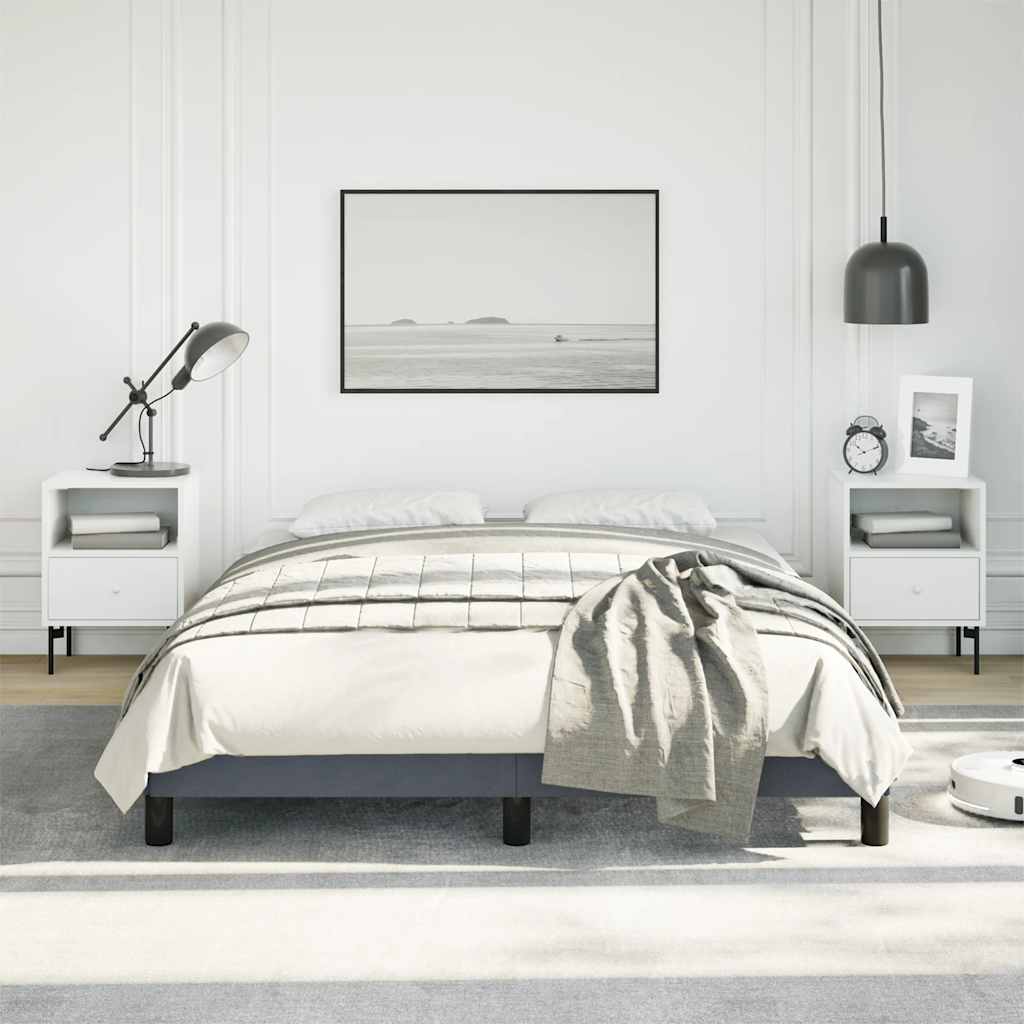 Rám Postele Bez Matrace Tmavě Šedý 137 X 190 Cm Plný Samet