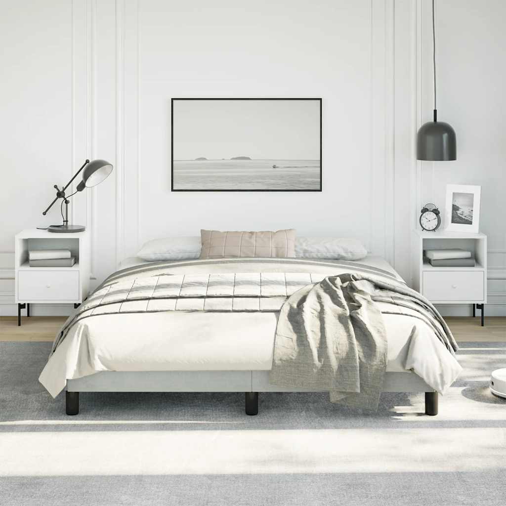Rám Postele Bez Matrace Světle Šedý 152 X 203 Cm Sametový Queen