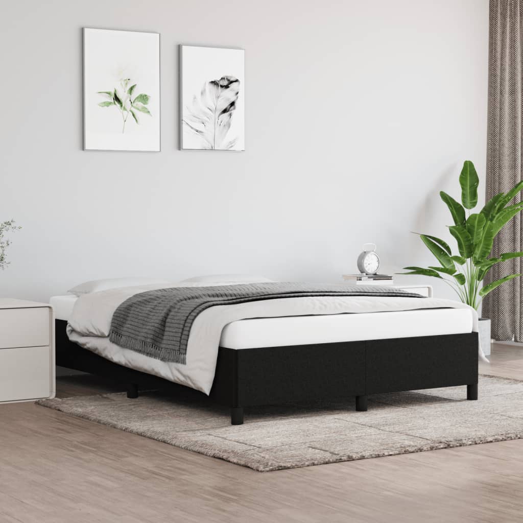 Rám Postele Bez Matrace Černý Textil Černá