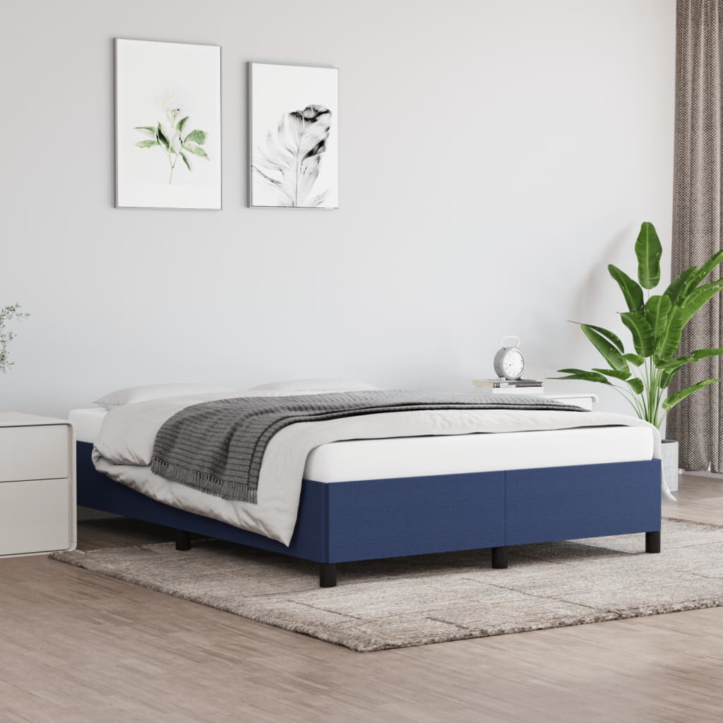 Rám Postele Bez Matrací Textil Modrá