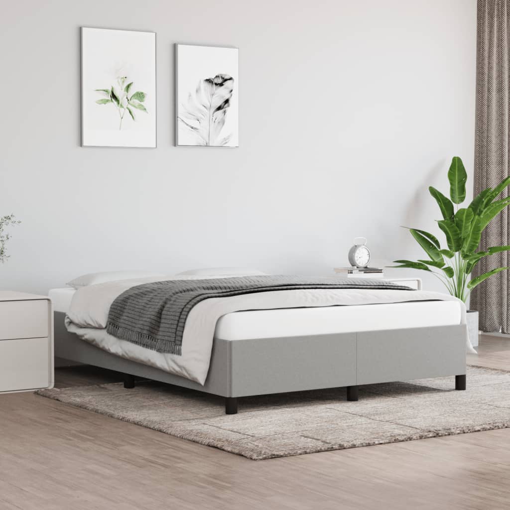 Rám Postele Bez Matrace Světle Šedý Textil Světle Šedá