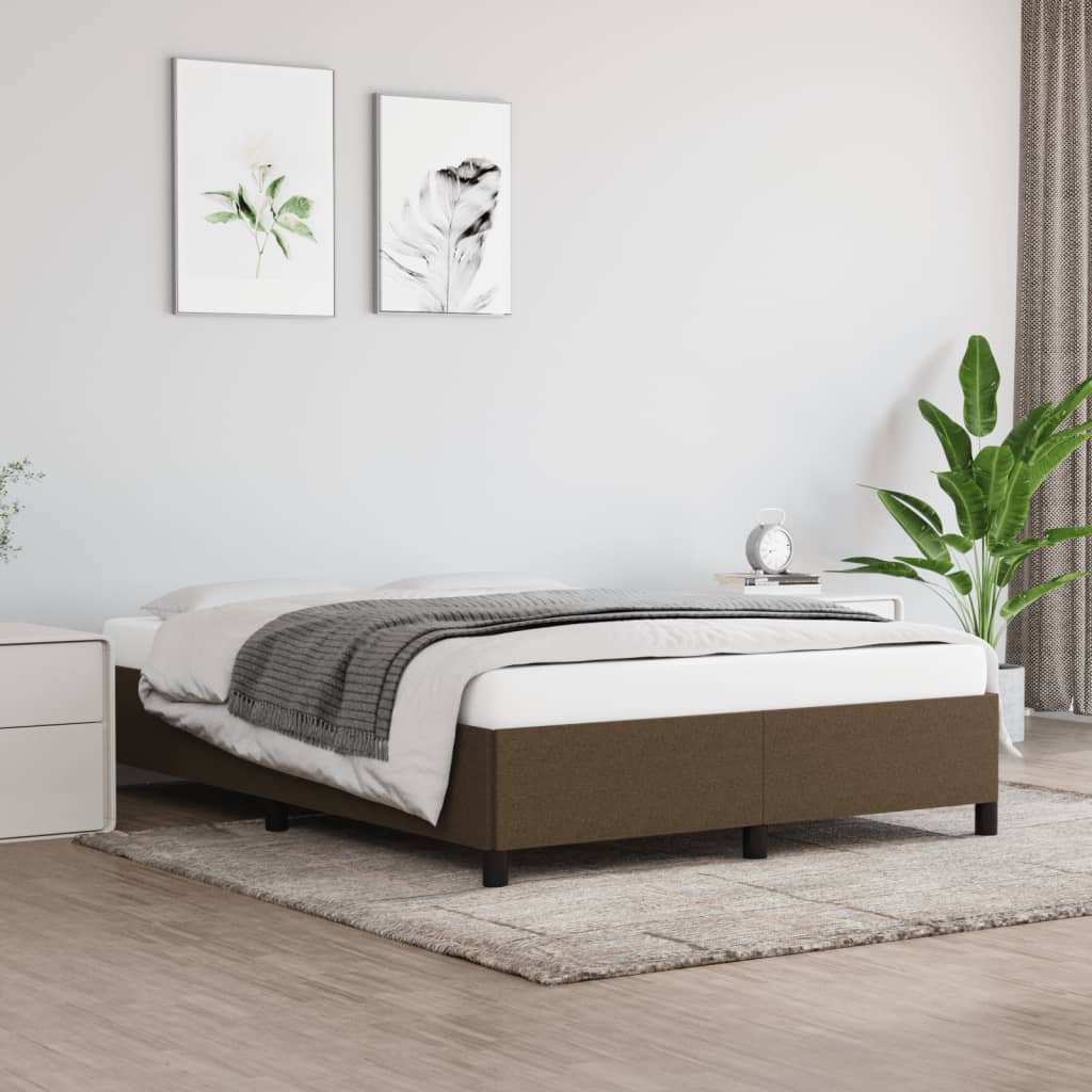 Rám Postele Bez Matrace Tmavě Hnědý Textil Tmavě Hnědá