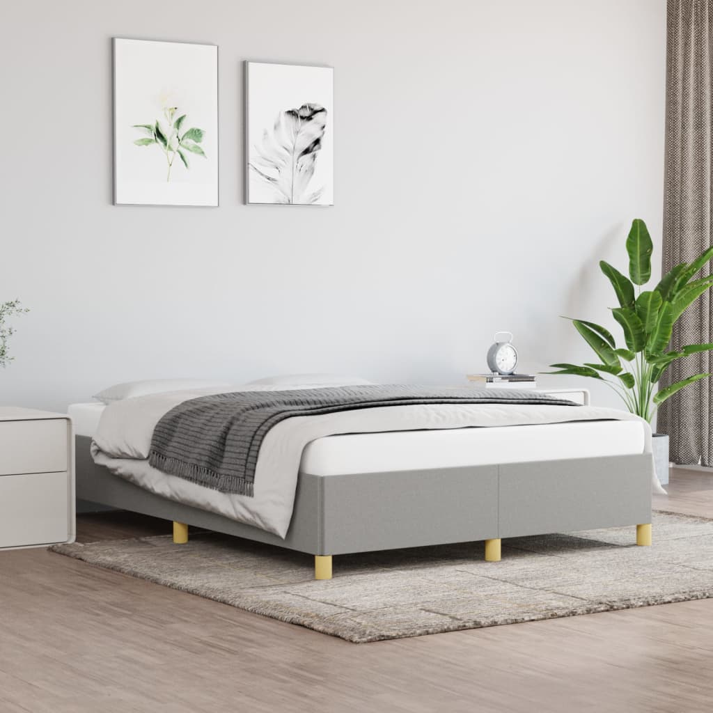 Rám Postele Bez Matrace Světle Šedý Textil Světle Šedá